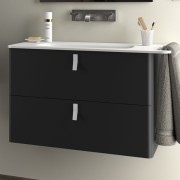 Meuble de salle de bains 2 tiroirs UNIIQ 800 noir mat - SALGAR 96635
