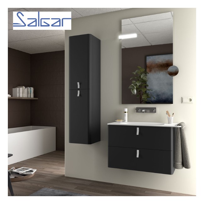 Meuble de salle de bains 2 tiroirs UNIIQ 800 noir mat - SALGAR 96635