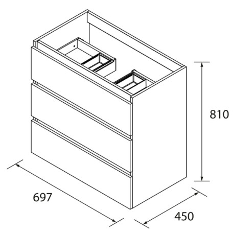 Meuble de salle de bains 3 tiroirs SPIRIT 700 WHITE COTTON - SALGAR 102749