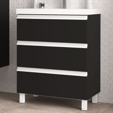 Meuble de salle de bains 3 tiroirs SPIRIT 700 BLACK VELVET - SALGAR 102753