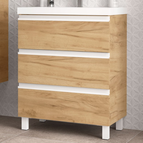 Meuble de salle de bains 3 tiroirs SPIRIT 700 CHÊNE AFRICAIN - SALGAR 102757