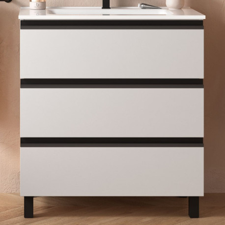 Meuble de salle de bains 3 tiroirs SPIRIT 800 BLANC BRILLANT - SALGAR 102760