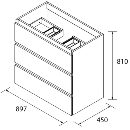 Meuble de salle de bains 3 tiroirs SPIRIT 900 WHITE COTTON - SALGAR 102764