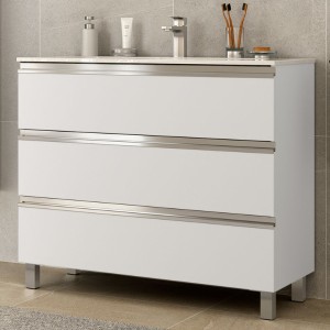 Meuble de salle de bains 3 tiroirs SPIRIT 1000 WHITE COTTON - SALGAR 102765