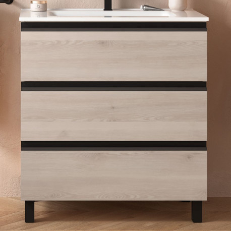 Meuble de salle de bains 3 tiroirs SPIRIT 800 CHÊNE NATUREL - SALGAR 102769