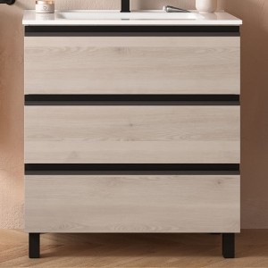 Meuble de salle de bains 3 tiroirs SPIRIT 800 CHÊNE NATUREL - SALGAR 102769