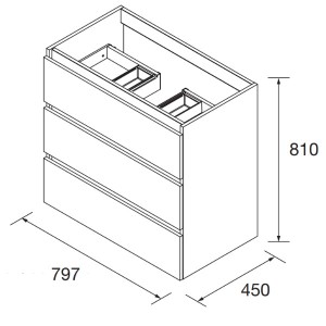 Meuble de salle de bains 3 tiroirs SPIRIT 800 CHÊNE NATUREL - SALGAR 102769