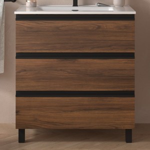 Meuble de salle de bains 3 tiroirs SPIRIT 800 NOYER MAYA - SALGAR 102778
