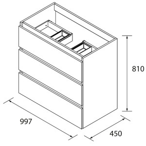 Meuble de salle de bains 3 tiroirs SPIRIT 1000 MACCHIATO - SALGAR 103486