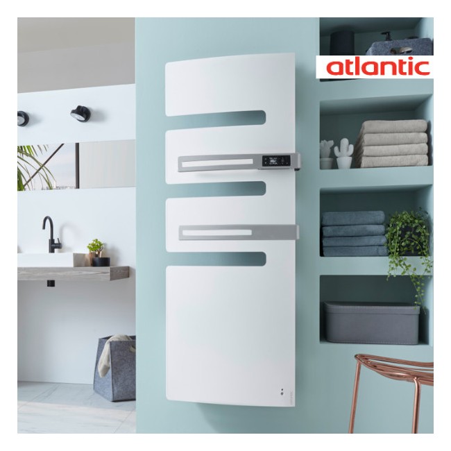 Sèche-serviettes électrique ATLANTIC 1750W (750W+1000W) Mât à droite SERENIS Premium soufflant