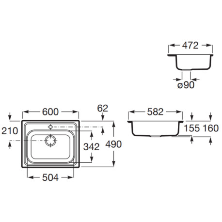 Évier de cuisine 1 bac en Inox à poser sur meuble - ROCA A870410603