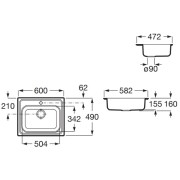 Évier de cuisine 1 bac en Inox à poser sur meuble - ROCA A870410603