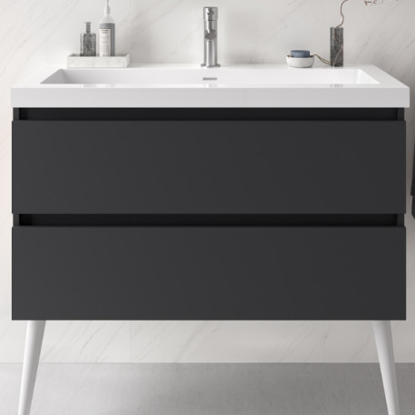 Meuble de salle de bains 2 tiroirs SPIRIT 1000 anthracite mat - SALGAR 103468