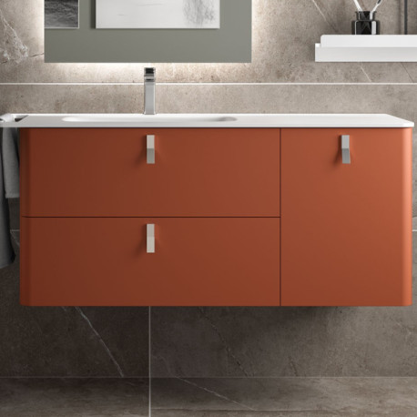 Meuble de salle de bains 2 tiroirs 1 portes droite UNIIQ 1200 TERRACOTA - SALGAR 96648