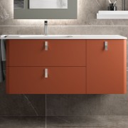 Meuble de salle de bains 2 tiroirs 1 portes droite UNIIQ 1200 TERRACOTA - SALGAR 96648