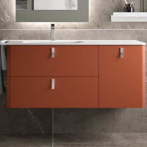 Meuble de salle de bains 2 tiroirs 1 portes droite UNIIQ 1200 TERRACOTA - SALGAR 96648