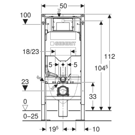 Bâti-support Duofix pour WC suspendu , avec réservoir à encastrer Sigma, autoportant - Geberit 111.333.00.5