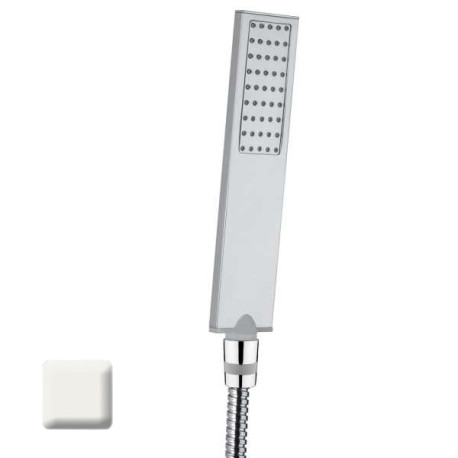 Ensemble encastré avec support orientable, douchette et flexible FLAT-ONE Blanc mat - BOSSINI C13011C045