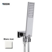 Ensemble encastré avec support orientable, douchette et flexible FLAT-ONE Blanc mat - BOSSINI C13011C045