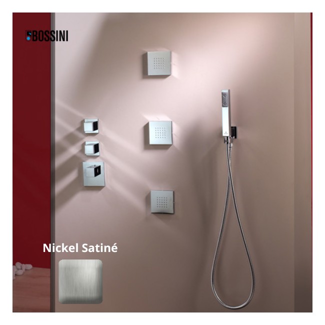 Douchette laiton jet de pluie CUBE nickel satiné - Bossini B00255094
