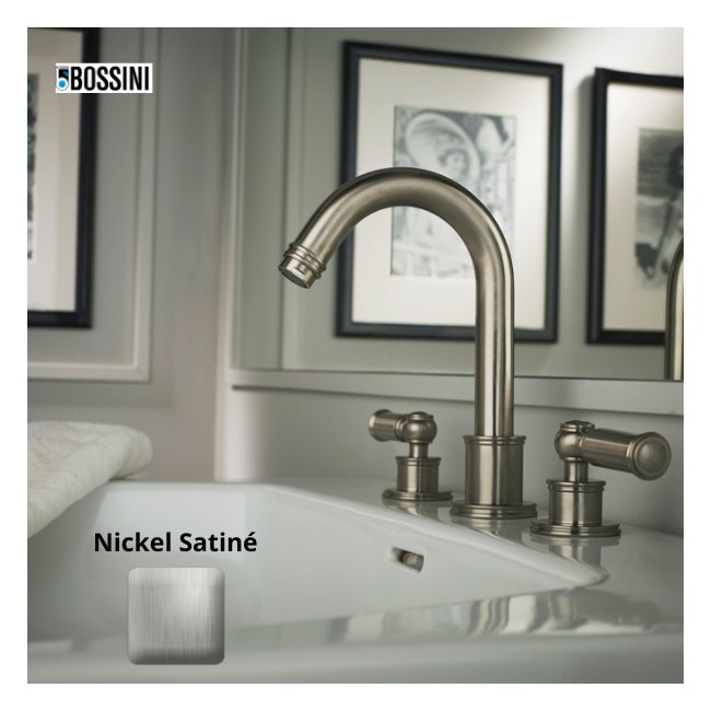 Kit robinet mélangeur avec bec orientable et bonde LIBERTY LINE nickel satiné - BOSSINI Z001302094