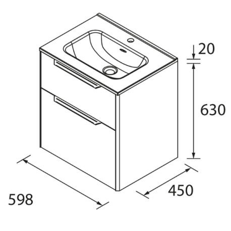 Ensemble salle de bains 2 tiroirs + Lavabo LUVA GANT 600 White satin - SALGAR 117751