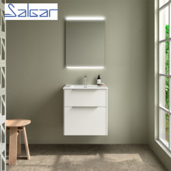 Ensemble salle de bains 2 tiroirs + Lavabo LUVA GANT 600 White satin - SALGAR 117751