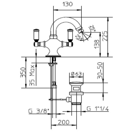 Mélangeur de bidet avec vidage LIBERTY LINE nickel satiné - BOSSINI Z001401094