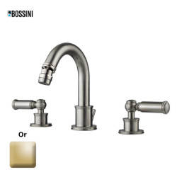 Mélangeur de bidet 3 trous avec bec mobile et vidage LIBERTY LINE or - BOSSINI Z001402021