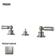 Ensemble mélangeur 3 pièces pour bidet avec vidage 1"1/4 LIBERTY LINE nickel satiné - BOSSINI Z001403094