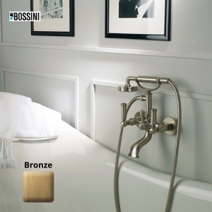 Mélangeur bain-douche avec inverseur, douchette et flexible LIBERTY LINE bronze - BOSSINI Z001103022