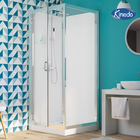 Cabine à porte pivotante receveur haut 90 Eden carrée - KINEDO CA8220