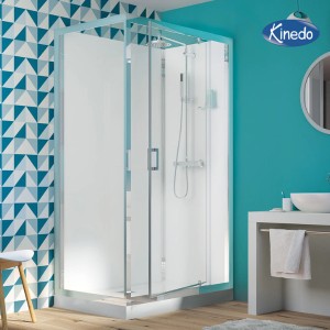 Cabine à porte pivotante receveur haut 80 Eden carrée - KINEDO CA8210