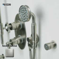 Ensemble sortie murale avec support orientable, flexible 150, douchette Liberty-Gom Nickel satiné - Bossini C17001C094