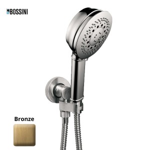 Ensemble sortie murale avec support orientable, flexible 150, douchette CLASSIC 3 jets Bronze - Bossini C17003C022