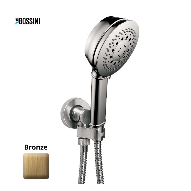Ensemble sortie murale avec support orientable, flexible 150, douchette CLASSIC 3 jets Bronze - Bossini C17003C022