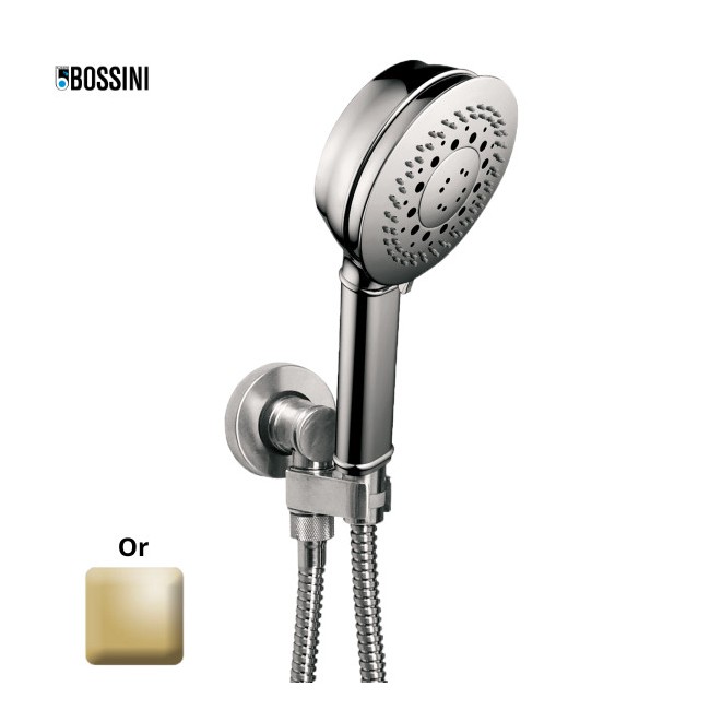 Ensemble sortie murale avec support orientable, flexible 150, douchette CLASSIC 3 jets Or - Bossini C17003C021