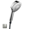 Ensemble sortie murale avec support orientable, flexible 150, douchette CLASSIC 3 jets Nickel satiné - Bossini C17003C094