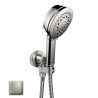 Ensemble sortie murale avec support orientable, flexible 150, douchette CLASSIC 3 jets Nickel satiné - Bossini C17003C094