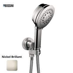 Ensemble sortie murale avec support orientable, flexible 150, douchette CLASSIC 3 jets Nickel brillant - Bossini C17003C095