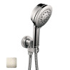 Ensemble sortie murale avec support orientable, flexible 150, douchette CLASSIC 3 jets Nickel brillant - Bossini C17003C095