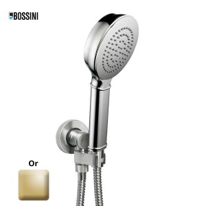 Ensemble sortie murale avec support orientable, flexible 150, douchette CLASSIC Or - Bossini C17002C021