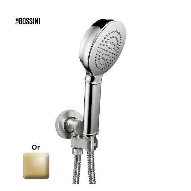 Ensemble sortie murale avec support orientable, flexible 150, douchette CLASSIC Or - Bossini C17002C021