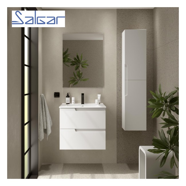 Meuble de salle de bains 2 tiroirs Vima 600 White Satin - SALGAR 111727