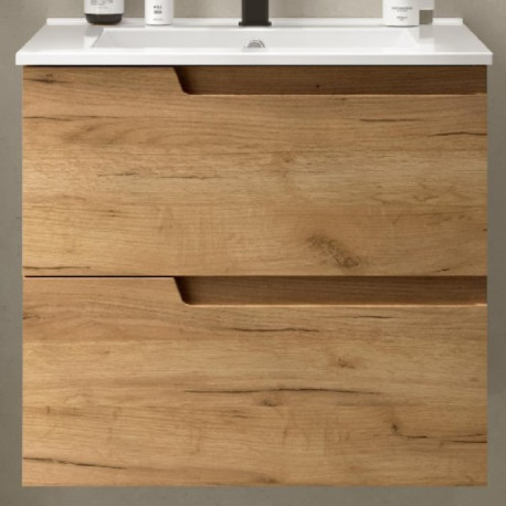 Meuble de salle de bains 2 tiroirs Vima 600 Chêne Africain - SALGAR 111728