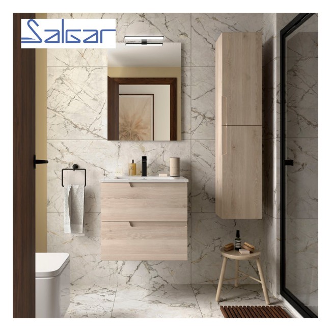 Meuble de salle de bains 2 tiroirs Vima 600 Chêne Naturel - SALGAR 113614