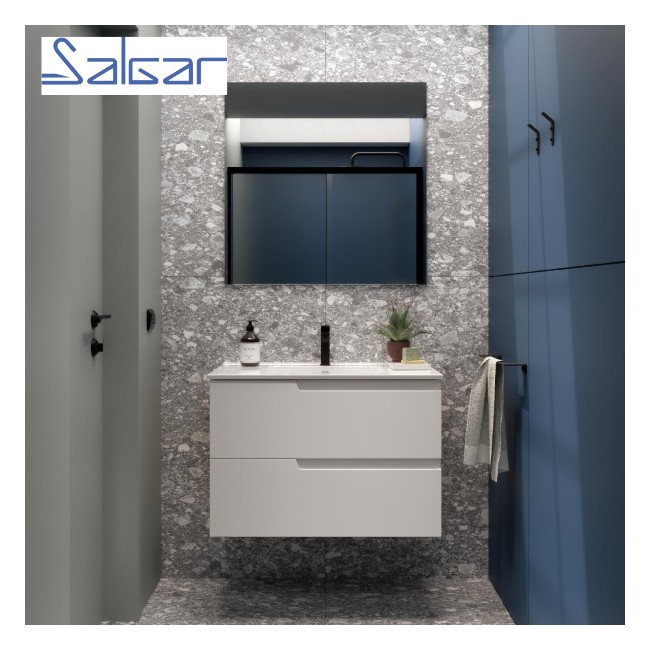 Meuble de salle de bains 2 tiroirs Vima 800 White Satin - SALGAR 111729