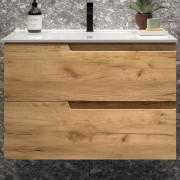 Meuble de salle de bains 2 tiroirs Vima 800 Chêne Africain - SALGAR 111730
