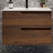 Meuble de salle de bains 2 tiroirs Vima 800 Noyer Maya - SALGAR 113484