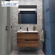 Meuble de salle de bains 2 tiroirs Vima 800 Noyer Maya - SALGAR 113484